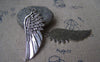 Accessories - 6 Pcs Of Antique Silver Feather Wing Charms Pendants 22x54mm A3235