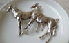 Accessories - 6 Pcs Of Antique Silver Horse Charms Pendants Connectors 43x43mm A5473