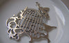 Accessories - 6 Pcs Of Antique Silver Huge Flat Bird Cage Pendants Charms 51x55mm A5745