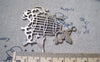 Accessories - 6 Pcs Of Antique Silver Huge Flat Bird Cage Pendants Charms 51x55mm A5745