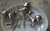 Accessories - 6 Pcs Of Antique Silver Lovely Bird Pendants Charms 40x41mm A833