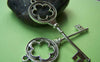 Accessories - 6 Pcs Of Antique Silver Lovely Flower Key Charms Pendants 25x75mm A1248