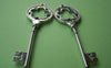 Accessories - 6 Pcs Of Antique Silver Lovely Flower Key Charms Pendants 25x75mm A1248