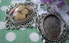 Accessories - 6 Pcs Of Antique Silver Oval Bow Tie Cameo Base Pendants Tray Match 24x33mm Cabochon A2961