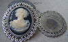 Accessories - 6 Pcs Of Antique Silver Oval Cameo Base Pendants Tray Match 30x40mm Cabochon A3556