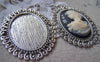 Accessories - 6 Pcs Of Antique Silver Oval Cameo Base Pendants Tray Match 30x40mm Cabochon A3556