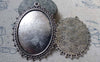 Accessories - 6 Pcs Of Antique Silver Oval Cameo Base Pendants Tray Match 30x40mm Cabochon A6201