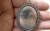 Accessories - 6 Pcs Of Antique Silver Oval Cameo Base Pendants Tray Match 30x40mm Cabochon A6201