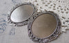 Accessories - 6 Pcs Of Antique Silver Oval Cameo Base Pendants Tray Match 30x40mm Cabochon A7026