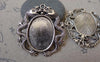 Accessories - 6 Pcs Of Antique Silver Oval Cameo Base Settings Match 18x25mm Cabochon A7473