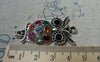 Accessories - 6 Pcs Of Antique Silver Rhinestone Owl Pendants 45mm A5588