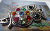 Accessories - 6 Pcs Of Antique Silver Rhinestone Owl Pendants 45mm A5588