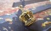 Accessories - 6 Pcs Of Gold Plated Brass Filigree 3D Crown Charms 13x19mm A5018