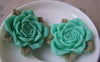 Accessories - 6 Pcs Of Resin Green Rose Flower Cameo 40mm A4648
