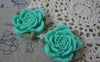 Accessories - 6 Pcs Of Resin Green Rose Flower Cameo 40mm A4648