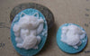 Accessories - 6 Pcs Of Resin Oval Cat Cameo Cabochon Blue 28x37mm A2932