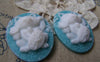 Accessories - 6 Pcs Of Resin Oval Cat Cameo Cabochon Blue 28x37mm A2932