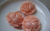 Accessories - 6 Pcs Of Resin Pink Rose Flower Cameo Cabochon 26mm A4861