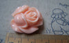 Accessories - 6 Pcs Of Resin Pink Rose Flower Cameo Cabochon 26mm A4861