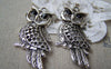 Accessories - 6 Pcs Of Tibetan Silver Antique Silver Rhinestone Owl Pendants 25x50mm A2928