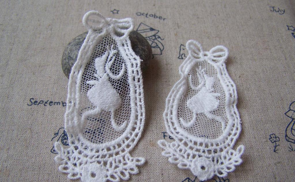Accessories - 6 Pcs Of White Filigree Floral Princess Cotton Lace Doily 35x78mm A5010