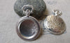 Accessories - 6 Pcs Shiny Silver Pocket Watch Round Base Pendants Match 20mm Cabochon A6585