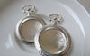Accessories - 6 Pcs Shiny Silver Pocket Watch Round Base Pendants Match 20mm Cabochon A6585