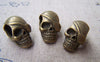 Accessories - 8 Pcs Of Antique Bronze 3D Pirate Skull Beads 12x14x20mm A1580