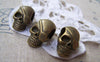 Accessories - 8 Pcs Of Antique Bronze 3D Pirate Skull Beads 12x14x20mm A1580