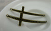 Accessories - 8 Pcs Of Antique Bronze Curved Sideways Cross Bracelet Connectors Charms 15x51mm A5849