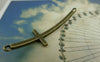 Accessories - 8 Pcs Of Antique Bronze Curved Sideways Cross Bracelet Connectors Charms 15x51mm A5849
