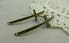Accessories - 8 Pcs Of Antique Bronze Curved Sideways Cross Bracelet Connectors Charms 15x51mm A5849