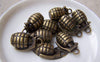Accessories - 8 Pcs Of Antique Bronze Grenade Charms Pendants 23mm A1434