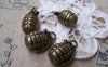 Accessories - 8 Pcs Of Antique Bronze Grenade Charms Pendants 23mm A1434