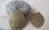 Accessories - 8 Pcs Of Antique Bronze Oval Lily Flower Pendants 24x36mm A4557
