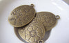 Accessories - 8 Pcs Of Antique Bronze Oval Lily Flower Pendants 24x36mm A4557