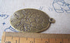 Accessories - 8 Pcs Of Antique Bronze Oval Lily Flower Pendants 24x36mm A4557
