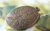 Accessories - 8 Pcs Of Antique Bronze Oval Lily Flower Pendants 24x36mm A4557