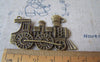 Accessories - 8 Pcs Of Antique Bronze Train Head Connector Pendants 31x45mm A4689
