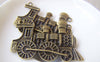 Accessories - 8 Pcs Of Antique Bronze Train Head Connector Pendants 31x45mm A4689