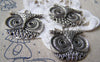Accessories - 8 Pcs Of Antique Silver Lovely Owl Head Charms 31x31mm A1840