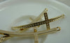 Accessories - 8 Pcs Of Light Gold Curved Sideways Cross Bracelet Connectors Charms 15x51mm A5814