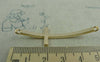 Accessories - 8 Pcs Of Light Gold Curved Sideways Cross Bracelet Connectors Charms 15x51mm A5814