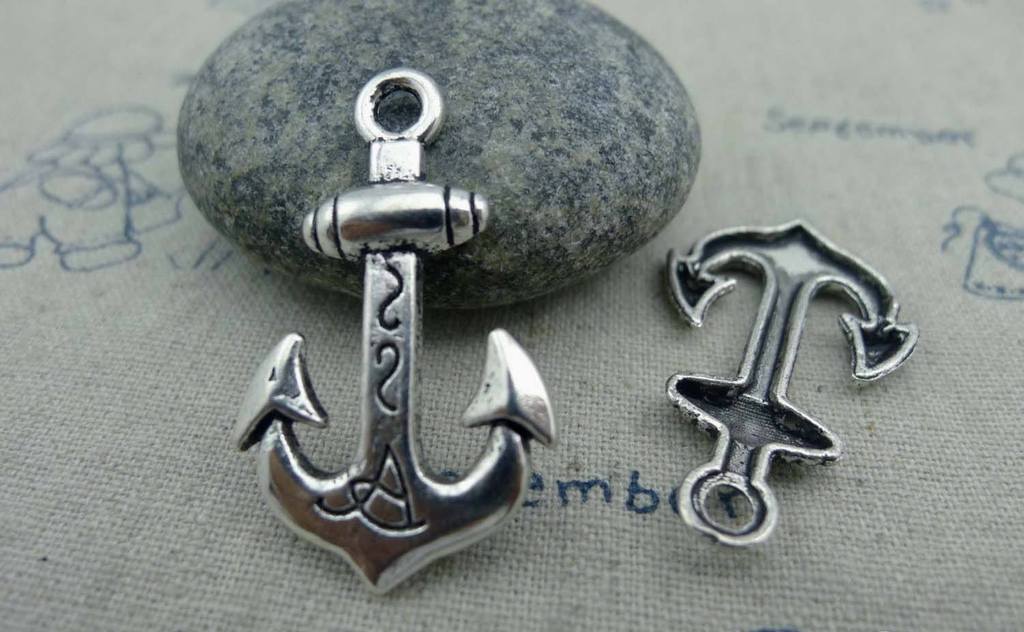 Accessories - Anchor Charms Antique Silver Navy Pendants 20x33mm Set Of 10 Pcs A4069
