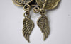 Accessories - Antique Bronze Angel Feather Wing Kit Charms Set Of 10 A7894