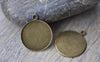 Accessories - Antique Bronze Cameo Base Settings Round Tray Stamping Match 20mm Cabochon Set Of 10 Pcs A7900
