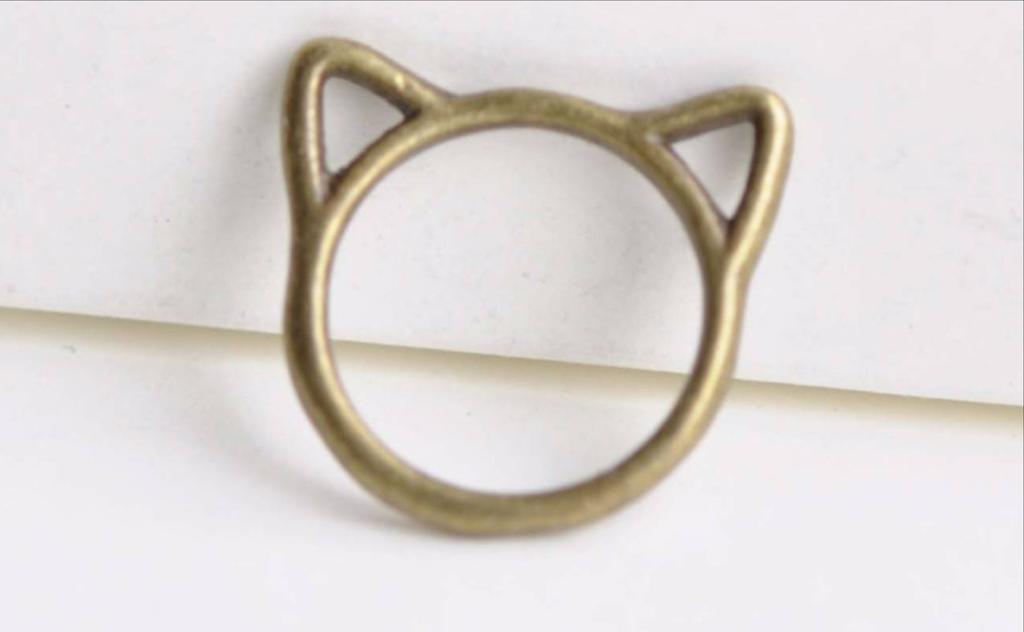Accessories - Antique Bronze Cat Ear Ring Charms Pendants Set Of 20 A8348