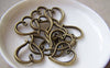 Accessories - Antique Bronze Double Heart Charms Two Hearts Pendants 20x32mm Set Of 10 A1521