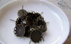 Accessories - Antique Bronze Ear Studs Earring Posts Scalloped Edge Bezel Match 12mm Cabochon Set Of 10 Pcs A5038