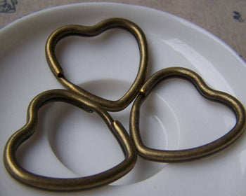 Accessories - Antique Bronze Heart Keyring Keychain  31x32mm Set Of 10 Pcs A1503